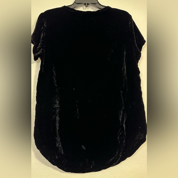 Bella Dahl Black Velvet Short Sleeve Blouse Elegant  Size M - Picture 3 of 14